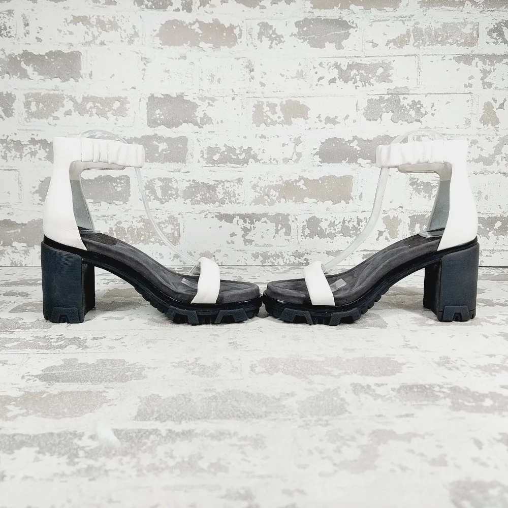 NEW Rag & Bone Shane White Black Chunky Summer High Heel Sandals W1121